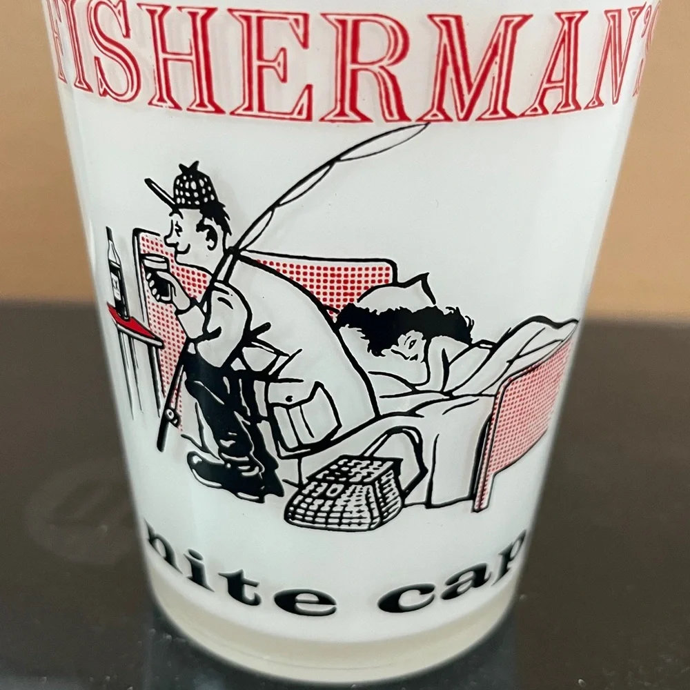 Fisherman's Nite Cap Glass Vintage Barware. Mid-century